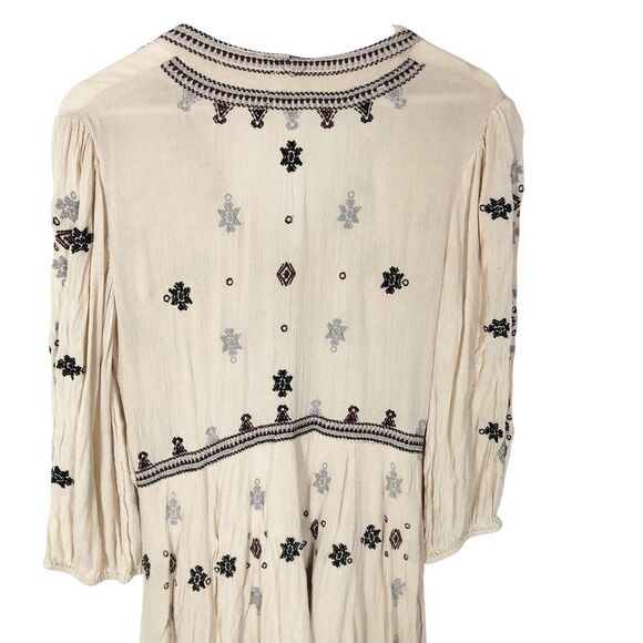 Free People Stargazer Mini Dress Beige Medium Embroidered Gauzy OB507864 - Picture 10 of 12